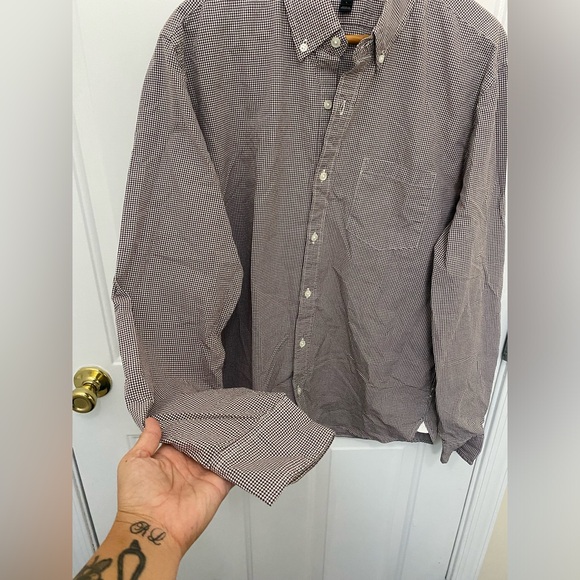 J Crew Shirt Men’s Large Button Up Long Sleeve Flex Washed Slim Fit Check - Picture 4 of 10